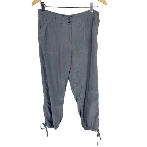 Tommy Bahama gray silk drawstring button up joggers size 6 - Picture 1 of 7
